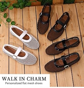 Amazon.com | Mesh Mary Jane Flats for Women Jelly Mesh
